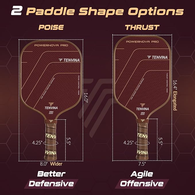 TENVINA Pickleball Paddles, Thermoformed T700SC Carbon Fiber Pickleball Paddle, Pickle Ball Paddle USAPA Approved with Dominant Power and Larger Sweet Spot