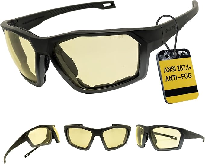 ANSI Z87.1+ Safety Sunglasses, Impact Resistant with EVA Foam, Anti-Fog Windproof for MTB, Cycling, Shooting, Work