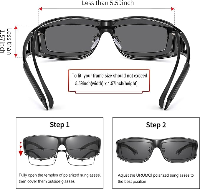 URUMQI Polarized Sunglasses Fit Over Glasses for Men Women, Wraparound Sun Glasses UV400 Protection for Driving Fishing