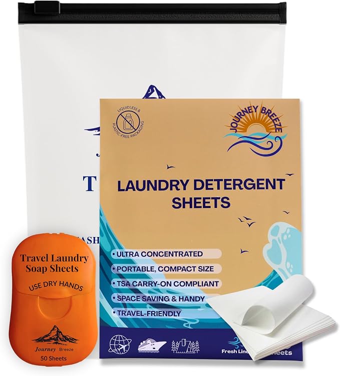 Travel Laundry Detergent Sheets Bundle – 50 Count Hand Wash + 20 Count Hand/Machine Wash Laundry Detergent Sheets for Sink Washing in Hotels, Cruises, Camping & Backpacking