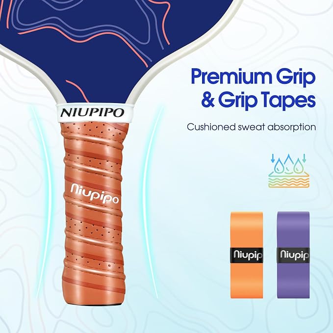 niupipo Pickleball Paddles Set of 2 or 4, USAPA Approved Fiberglass Pickleball Paddle Set with Balls and Bag, Polypropylene Honeycomb Core, Lightweight Pickleball Paddles for Beginners Men Women