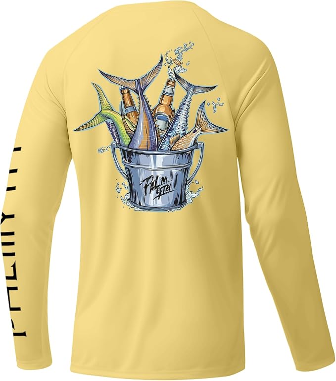 Palmyth Fishing Shirts for Men Long Sleeve UPF 50+ T Shirt Sun Protection | Quick Dry, Sun Protection, Myth-Cool Fabric, Fish Print, Moisture Wicking, Stretchy, Breathable, Fishing,Boating,Outdoor Wear
