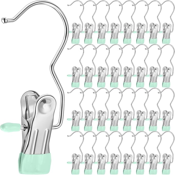Yinder Boot Hangers Clips Laundry Hooks Hanging Stainless Steel Clothes Pins Portable Hangers for Closet Travel Socks Pants Handbags Hats Towels(Green,250 Pcs)