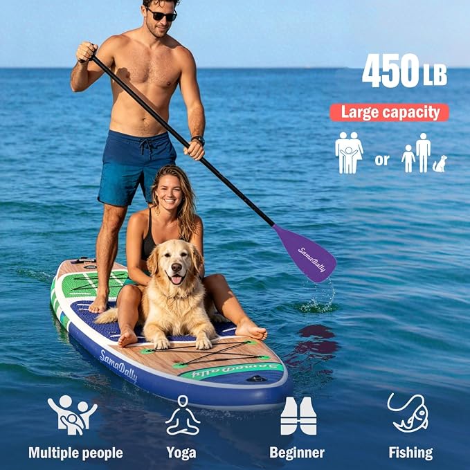 Inflatable Stand Up Paddle Board - Ultra Stable Wide Paddle Boards of All Skill Levels, Full-Color Gradient Design, Anti-Slip EVA Deck with Premium Accessories
