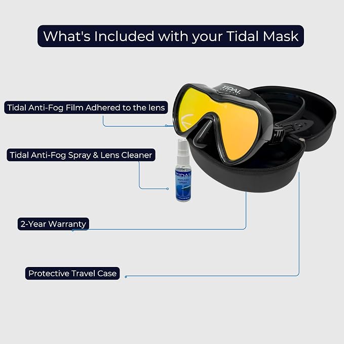 Tidal Mask-Advanced Anti Fog Diving Mask for Scuba Diving, Snorkeling, Free Diving&Swimming. Wide-Angle Tempered Glass Single Lens.