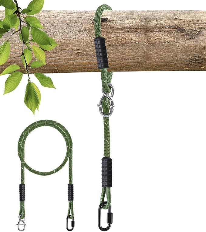 Heavy Duty Tree Swing Ropes Hammock,Tree Swings Hanging Straps,Adjustable Extendable,for Outdoor Swings Hammock Playground Set Accessories,7.25ft(87") of 1 Pcs,Green