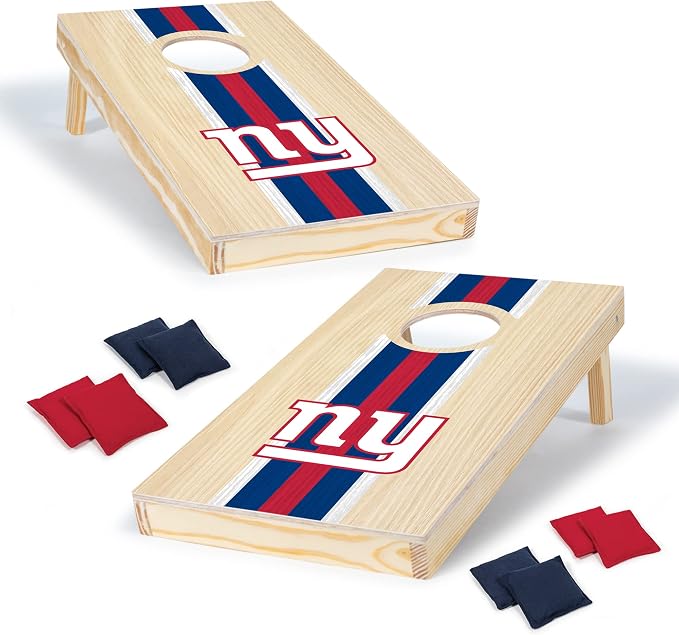 NFL Football Portable Size 1' x 2' Solid Wood Cornhole Set with Direct Print HD Team Graphics – Travel Size