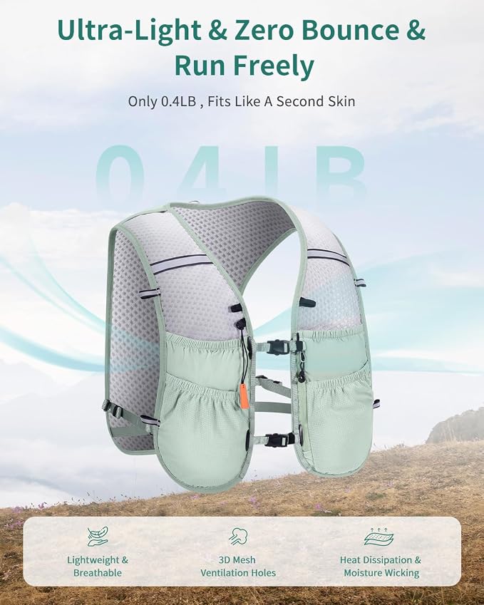 ECOHUB Running Hydration Vest Backpack with 2*500ML Soft Flask, Lightweight Trail Running Pack for Men Women, Adjustable No Bounce Hydration Backpack for Marathon Hiking Cycling