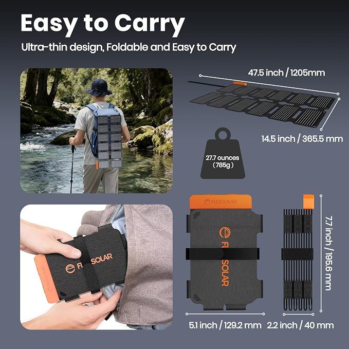 FlexSolar Portable 36W Solar Panel Charger with USB-A and USB-C Ports.1.3lbs,IP57 Waterproof and dustproof, Folded Solar Panel Compatible with Cellphone,Power Bank,Camping Light