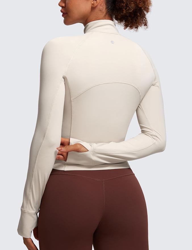 CRZ YOGA Butterluxe Half Zip Long Sleeve Shirts for Women - Workout Athletic Yoga Tops Crop Collared Quarter Zipper T-Shirt