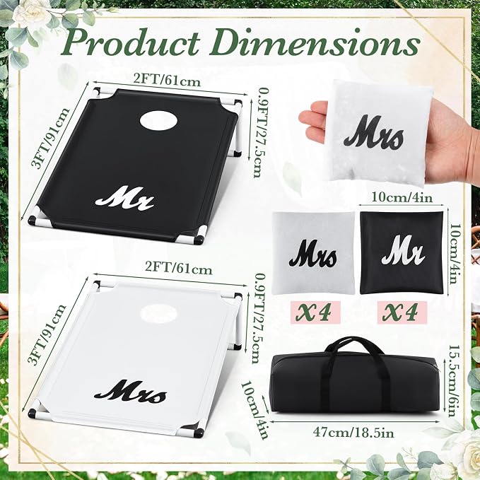 Lunmon Portable Cornhole Games Set, PVC Framed Corn Holes Kit-2 Cornhole Boards, 8 Corn Hole Bean Bags and Carrying Case for Game Beach Yard Indoor Outdoor Camping Party