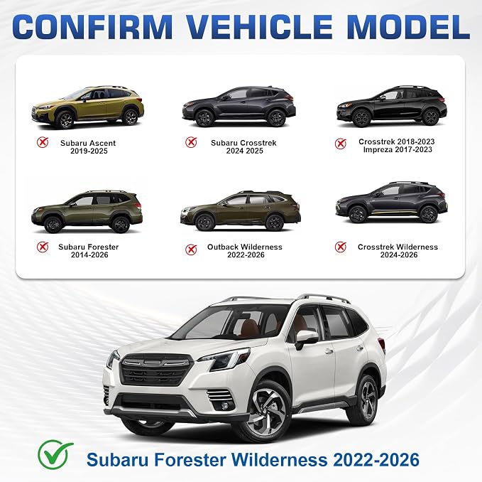 Roof Rack Cross Bars Compatible with Subaru Forester Wilderness 2022-2026, 300LBS Heavy Duty Adjustable Aluminum Cargo Bar for Rooftop Carrier, Cross Bars for Luggage, Kayak, Canoe, Bike, Snowboard