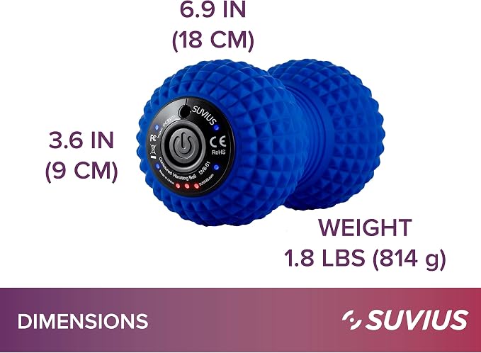 Vibrating Peanut Roller By Suvius - 4 Intensity Levels - Perfect for a Foot, Back, Neck, or Whole Body Massage - Like A Foam Roller But Better - Speeds Recovery After Workout