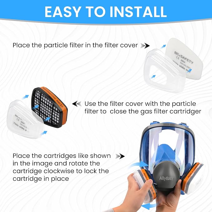Reusable Respirator Mask with A1 & P2 Filters for Dust,Gas,Painting, Woodworking, Sanding, Construction,Clearning