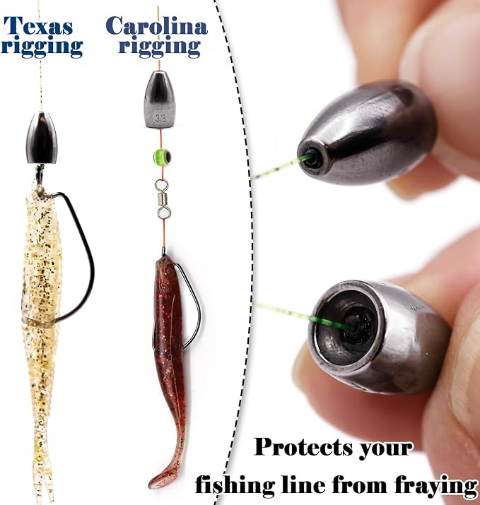 FishTrip Tungsten Bullet Weights Sinkers,10pcs Fishing Weight for Bass Texas Carolina Rigs Saltwater 1/16oz to 1/2oz