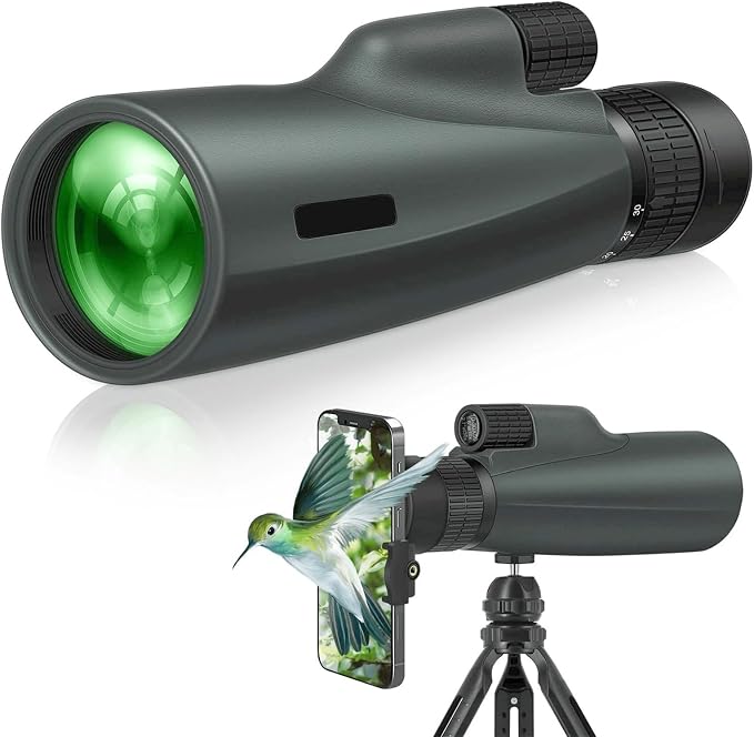 10-30x50 Zoom Monocular Telescope for Adults - High Power HD Monocular with Tripod & Adapter, Rubber Armor,Waterproof Large Objective Monoculars - for Opera, Bird Watching, Hiking,Travel