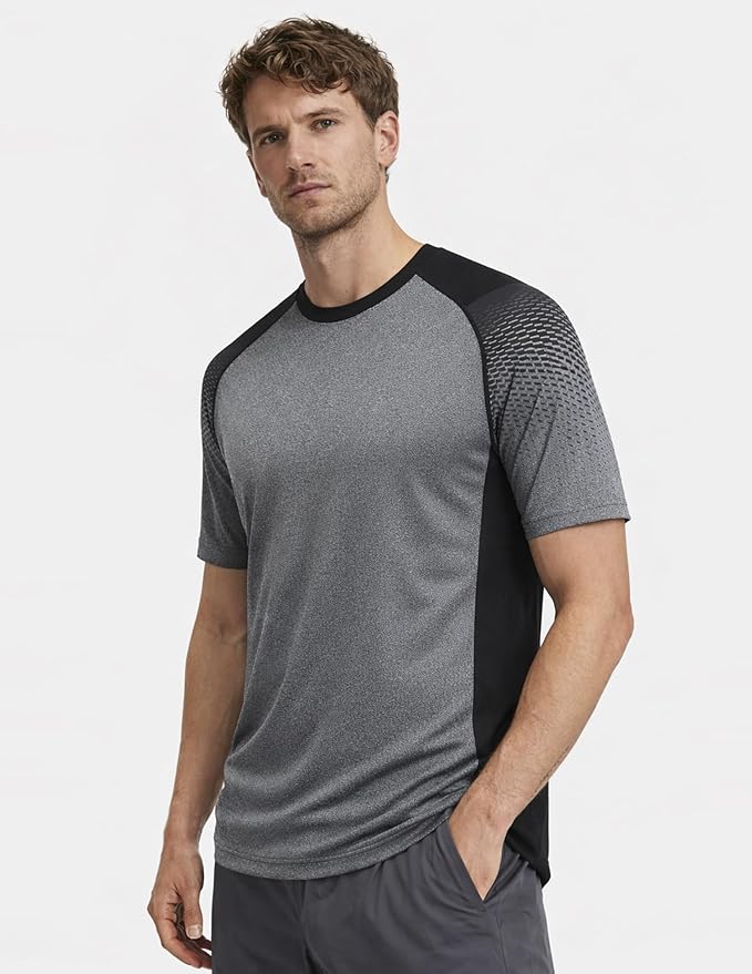 5 Pack Men’s Active Quick Dry Crew Neck T Shirts | Athletic Running Gym Workout Short Sleeve Tee Tops Bulk