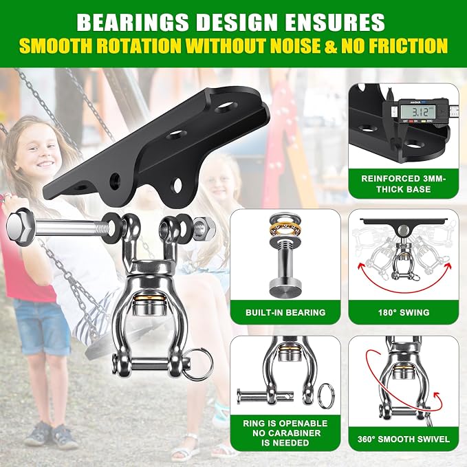 BeneLabel 360° Swivel Ceiling Swing Hanger with Bearing Ceiling Swing Mount Stainless Steel Hanging Chair Mount Swings Hardware for Hammock Chairs, Porch Swings, Aerial Silks, Gymnast Ring, Heavy Bag
