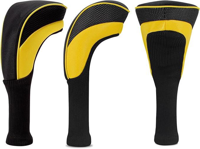 Golf Club Head Covers for Woods 3/4/5/6 Pieces Long Neck Mesh Sports Golf Club Headcovers Set with Interchangeable No. Tags 3 4 5 6 7 X Golf Accessories for Men Women