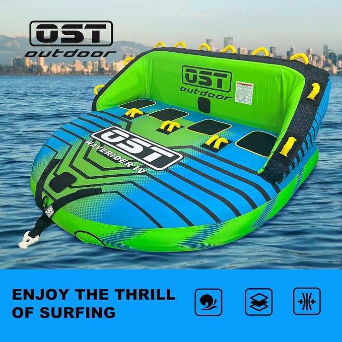 2-4 Person Towable Tubes for Boating, Sofa Style Boat Tube, Water Sports Inflatable Towables Tubes for Boats to Pull, Dual Tow Points, Durable Nylon Cover