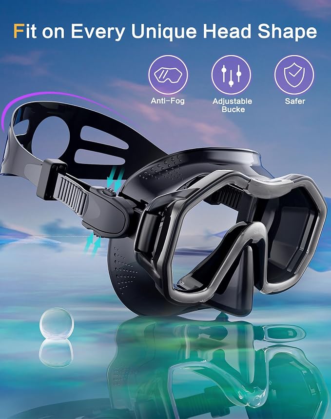 Snorkeling Gear for Adults Kids, Dry-Top Snorkel Set, 180°Panoramic Wide View Diving Mask Breathing Freely Snorkel Mask for Snorkeling Scuba Diving Swimming Travel