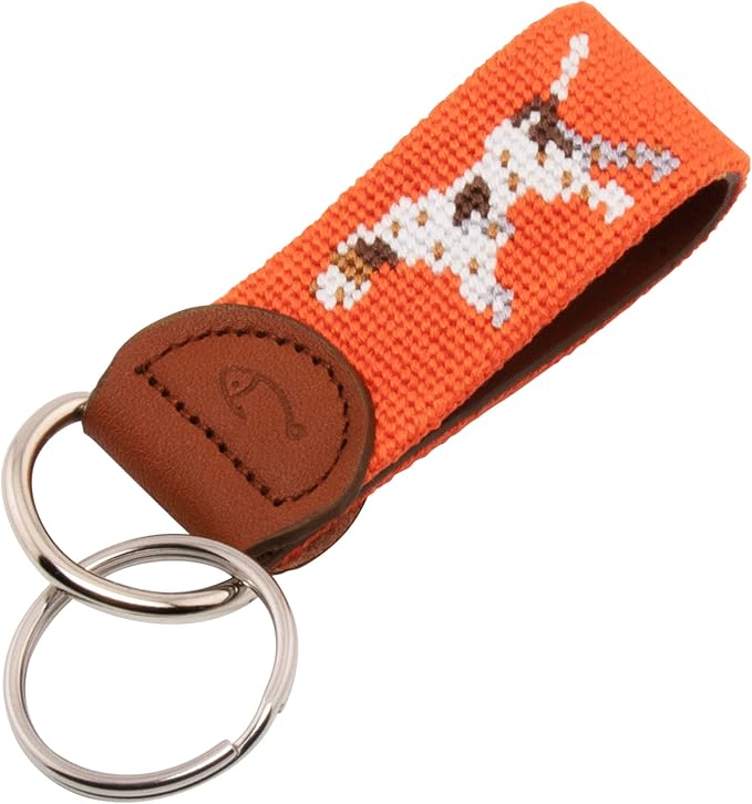 Leather Hand-Stitched Needlepoint Key Fob or Key Chain