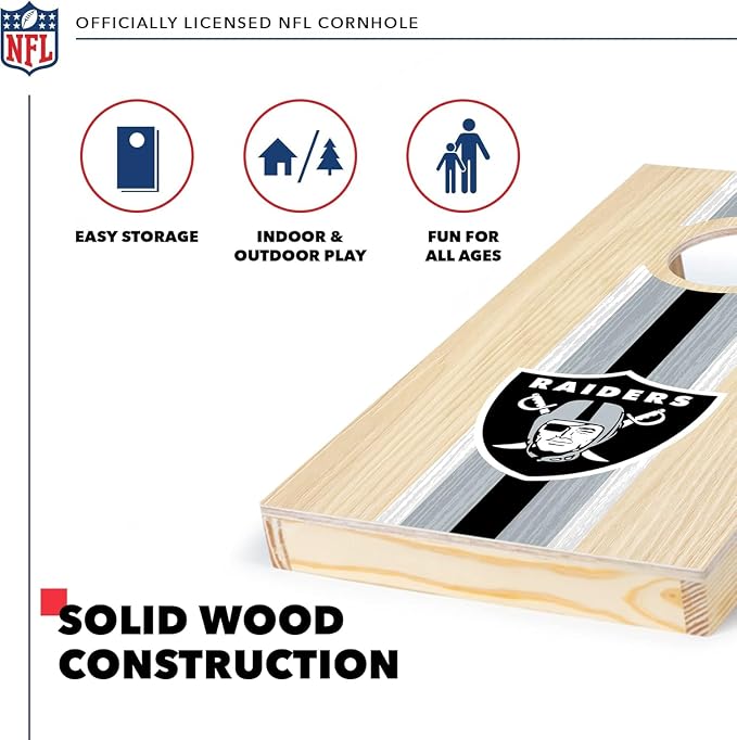 NFL Football Portable Size 1' x 2' Solid Wood Cornhole Set with Direct Print HD Team Graphics – Travel Size