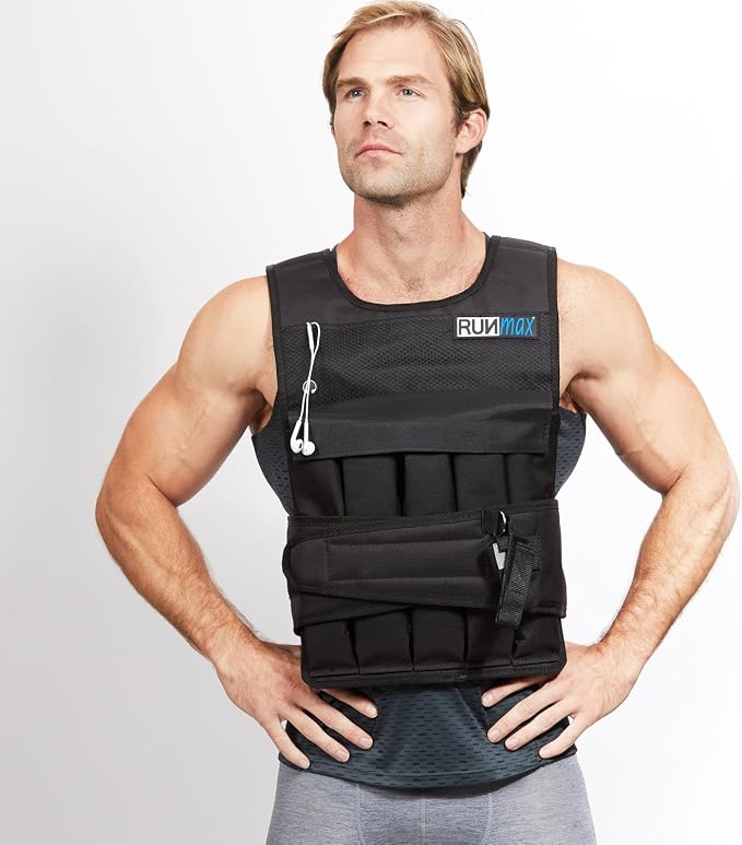 RUNmax 20LBS - 150LBS Adjustable Weighted Vest Wtih Shoulder Pads Option for Men and Women