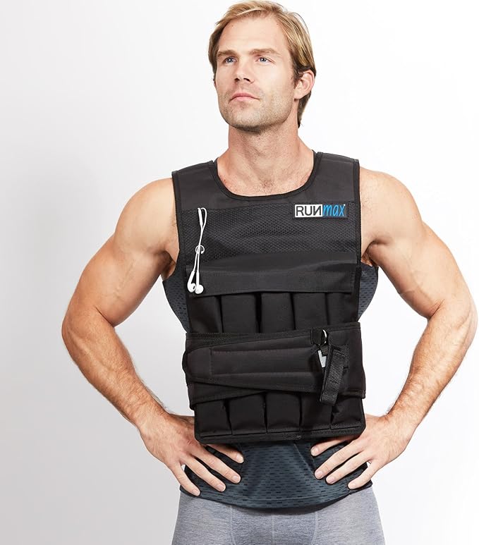 RUNmax 20LBS - 150LBS Adjustable Weighted Vest Wtih Shoulder Pads Option for Men and Women
