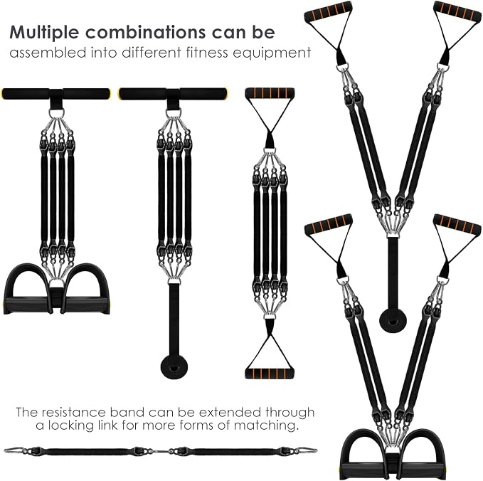 Resistance Bands Set with Handles, 8 Levels up to 200 lb, Door Anchor, Foot Plate, Carry Bag, Home Gym Exercise Equipment for Full Body Workout