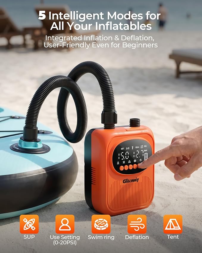 13500mAh Paddle Board Electric Pump SUP Pump for Paddleboard Air Compressor with Auto-Off Deflation Function 20PSI Rechargeab Stand-up Paddleboards Pump for Inflatables Kayaks and Boats
