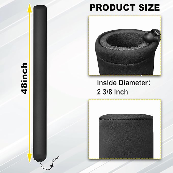 Pair of Boat Trailer Guide Pole Pad and Cover Heavy Duty Canvas Boat Trailer Capped Guide Pole Pad Cover- Black