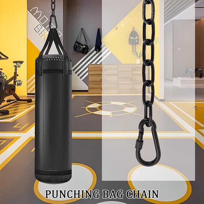 2 Pack 44in Hanging Swing Chain with 4 Carabiners, 660LB Capacity Hanging Kits Heavy Duty Hanging Chair Hardware for Hammock Swing Hanging Chair Punching Bags Sandbag Indoor Outdoor Yoga Gym (Black)