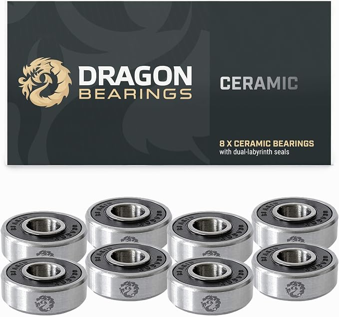 Fireball Dragon Skateboard Bearings Set 8 Pack - Fast 608 Longboard Bearings Set for Skateboards Inline & Roller Skates - Bearings for Skateboarding Guaranteed for Life