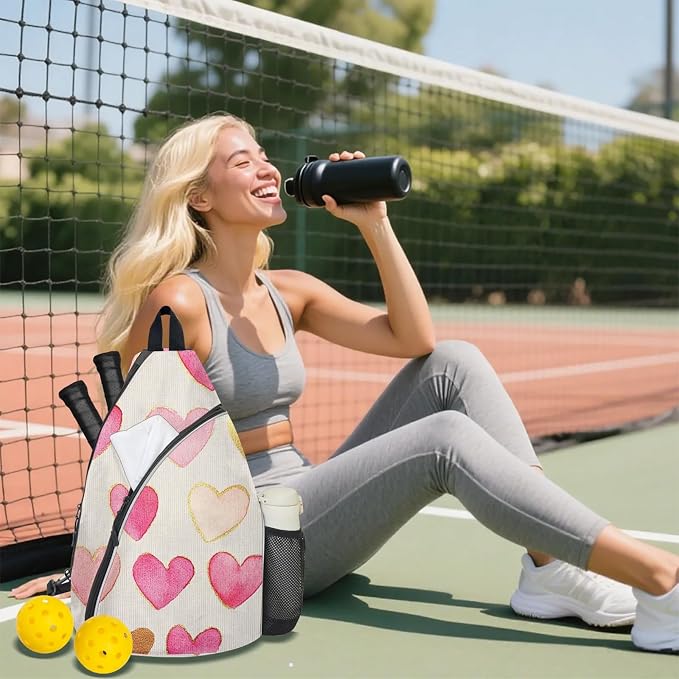 Pickleball Bag for Women Men Adjustable Crossbody Sling Backpack Hold Paddle Accessories