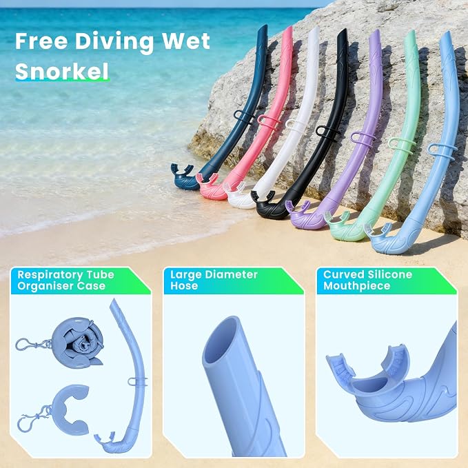 Snorkeling Gear for Adults, Snorkel Set Adult, Scuba Diving Mask, Panoramic View Anti-Leak Anti-Fog Dive Swimming Goggles Tempered Glass Panoramic Wide View Travel Portable Foldable