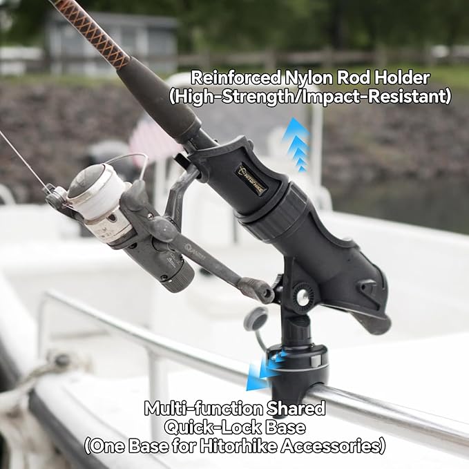 HITORHIKE Fishing Rod Holder Universal Fit Kit Allows for 360-degree Adjustment Kayak Fishing Boat Powerlock Rod Holder