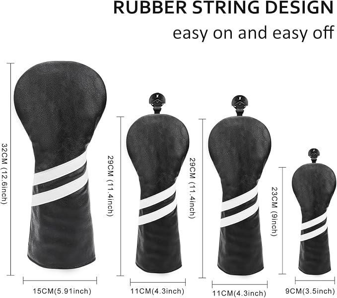 Headcovers, Leather Golf Club Covers, 1pc or 3pcs Set Lucky Clover Driver Headcover, 3 Wood Head Cover, Hybrid Rescue UT Headcover, Classic Golf Accessories