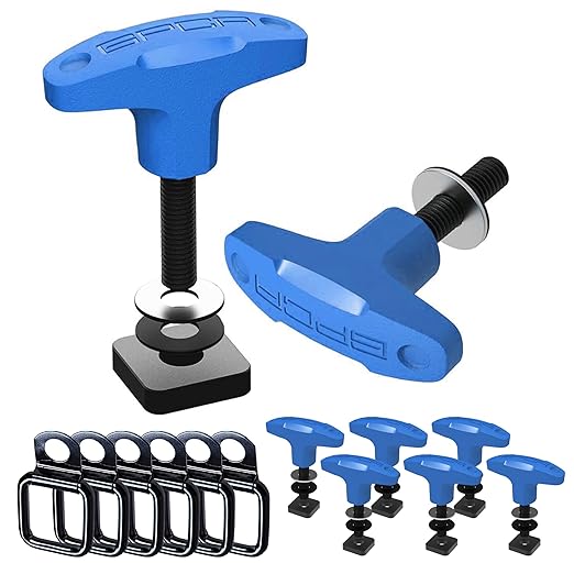 GPCA – Quick Release Tie Down Anchor/T-Handle JK JL Hardtop Bolts with Screw Nuts & D-Ring Cargo Hooks M8 25mm Thumbscrew, Wrangler JK JL Accessories 2007–2018 GP Anchor + D Ring w/Nut 6 Pack (Blue)