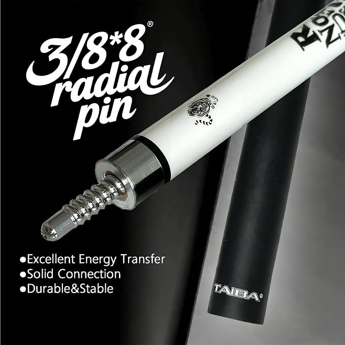 Tai ba cues 2-Piece Pool Stick Linen Wrap, 13mm Multilayer Leather Tip, 58", Hardwood Canadian Maple Professional Billiard Pool Cue Stick 18, 19, 20, 21 Oz (Selectable)