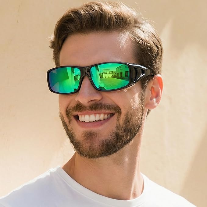 LVIOE Over Glasses Sunglasses Wrap Around Polarized Sunglasses for Men Women Fit Over Prescription Glasses with UV Protection