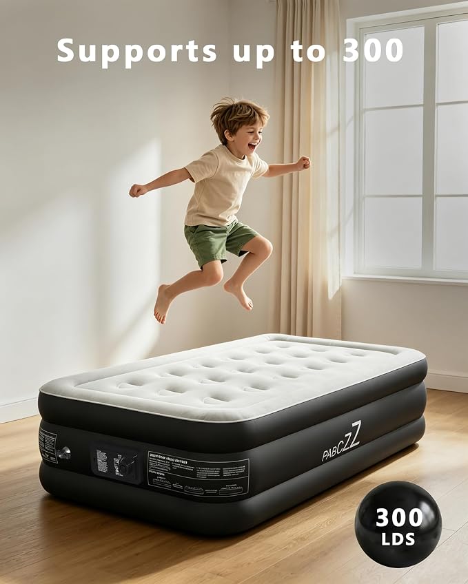 air Mattress, 18-inch Thickened Twin air Mattress, Suitable for Home use, Camping and Travel, Features Quick Inflation and deflation to Save You time (Black, Twin)