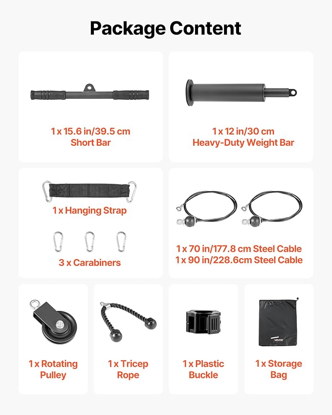 VEVOR LAT Pulldown Attachments, Cable Machine Rowing T-bar V-bar Tricep Pull Down Bar, Back Strength Training Rubber Coated Handle Grip, Bicep Curl Tricep LAT Pulldown Bar for Home Gym Fitness