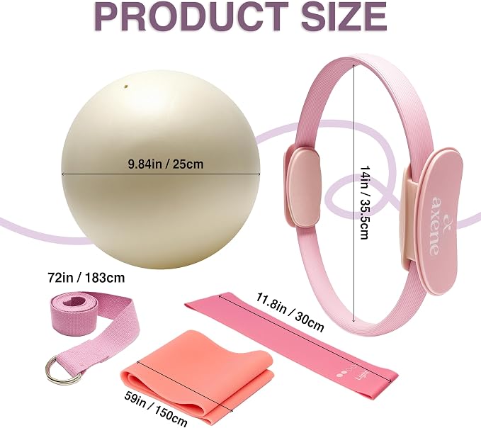 Axene Pilates Ring Kit for Home Workouts – 14" Magic Circle, Pilates Equipment Set for Women | Resistance Bands, Core Sliders, Non-Slip Socks, Bilingual Guide & Carry Bag