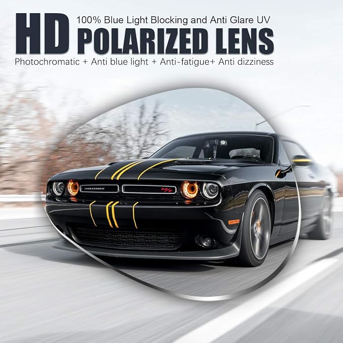 Polarized Photochromic Sunglasses for Men - UV Protection and Lightweight Sun Glasses for Driving Fishing