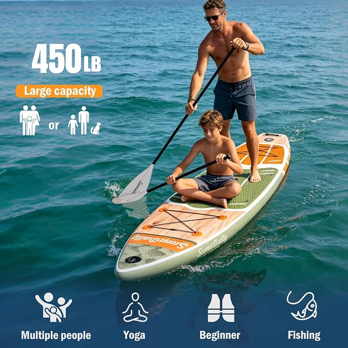 Inflatable Stand Up Paddle Board - Ultra Stable Wide Paddle Boards of All Skill Levels, Full-Color Gradient Design, Anti-Slip EVA Deck with Premium Accessories