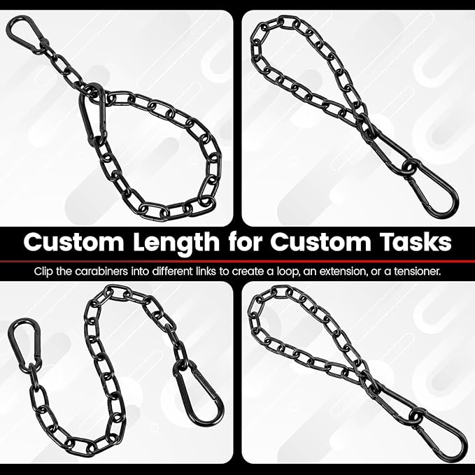 sprookber 1000LB Heavy Duty Hanging Swing Chain, 6mm Thick 304 Stainless Steel Hanging Chain with 2 Carabiners, 67" Hardware Kit for Hammock, Hanging Chair, Punching Bags, Tree, Indoor & Outdoor