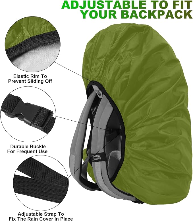 LAMA 2 Pack Waterproof Rain Cover for Backpack, Reflective Rucksack Rain Cover for Anti-Dust/Anti-Theft/Bicycling/Hiking/Camping,XXL Size (for 75L-85L Backpack),1 Pcs Black + 1 Pcs Army Green