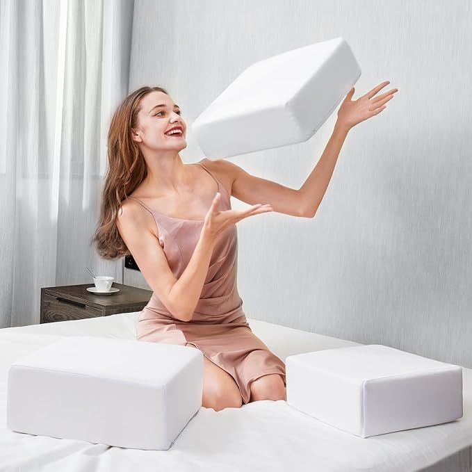 TOPPURE Cube Memory Foam Pillow for Side Sleepers, Xtra Thick 6“ inch Side Sleeping Pillow for Neck and Shoulder Pain Relief, Washable Pillowcase Including, (White, 6"x14"x14")