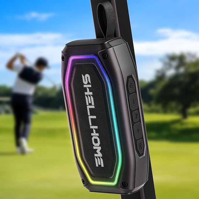 ShellHome Golf Magnetic Bluetooth Speakers, Portable Wireless Waterproof Speaker, 30H Playtime, IPX6, Shockproof, TWS Stereo, RGB Lights, Golf Cart Accessories, Golf Gifts, for Outdoor, Camping